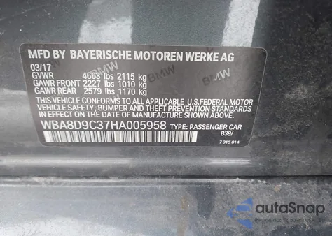 2017 BMW 330I xDrive из США, поврежденный, VIN WBA8D9C37HA005958